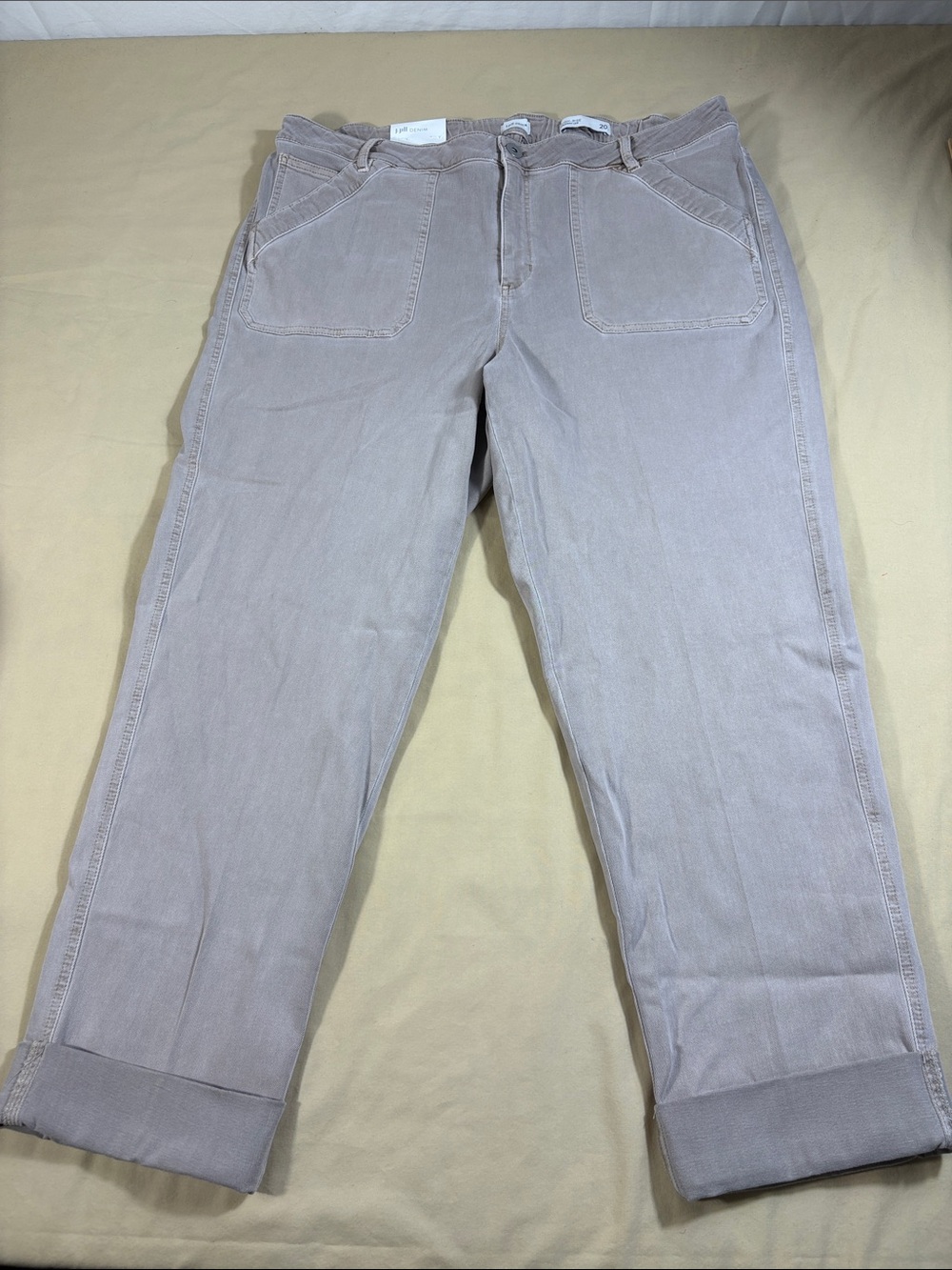 J.Jill Denim Straight Leg Pants Taupe Grey Comfort Elastic Waist Jeans 20W NWT